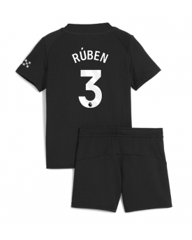 Billige Fotballdrakt Manchester City Ruben Dias #3 Replika Bortedraktsett Barn 2025-26 Kortermet (med bukser)
